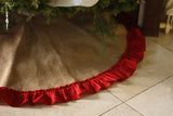 36" Inch Natural Burlap Tree Skirt with Hemmed Ruffle