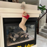 Burlap Christmas Stocking with Red Accents - Style A