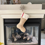 Burlap Christmas Stocking with Red Accents - Style S