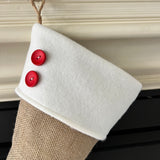 Burlap Christmas Stocking with Red Accents - Style U
