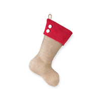 Burlap Christmas Stocking with Red Accents - Style Z