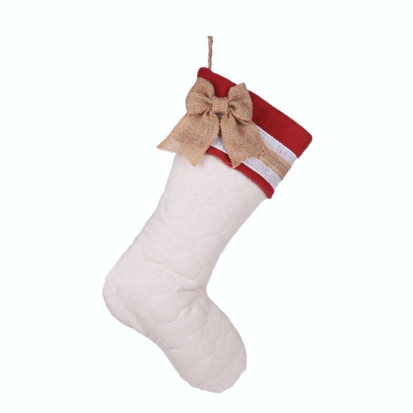 Quilted Stocking with Red Cuff - Style G
