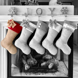 Burlap Christmas Stocking with Red Accents - Style A