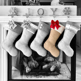 Burlap Christmas Stocking with Red Accents - Style D