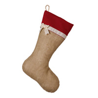 Burlap Stocking with Red Accents - Style F