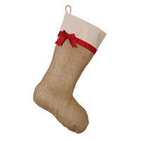 Burlap Stocking with Red Accents - Style J
