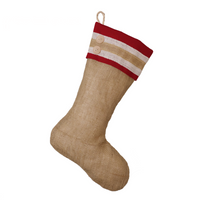 Burlap Stocking with Red Accents - Style R