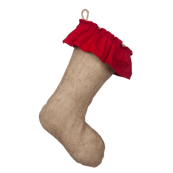Burlap Stocking with Red Accents- Style W
