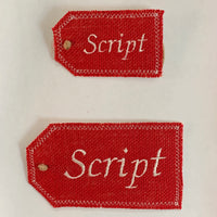 Mini Red Burlap Embroidered Stocking Tag