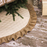 42" Inch Quilted Christmas Tree Skirt with Ruffle Trim