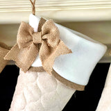 Classic Quilted Stocking - Scallop Cuff w/ Natural Burlap Bow