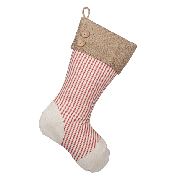 Christmas Stockings with Red Ticking Accents - E