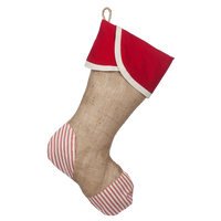 Christmas Stockings with Red Ticking Accents - F