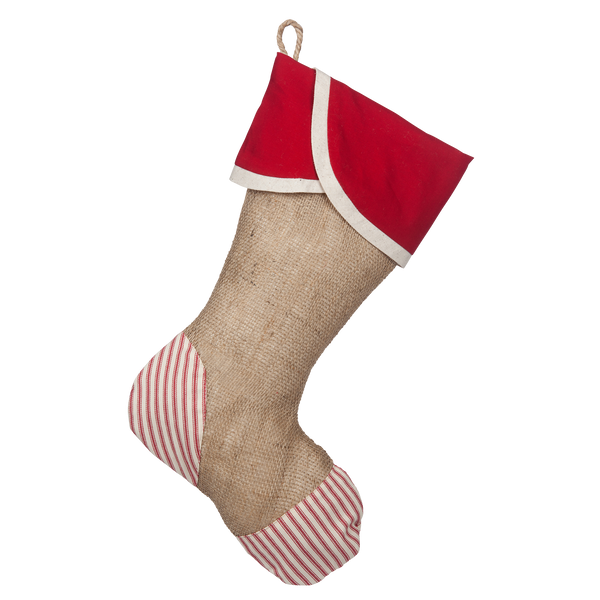 Christmas Stockings with Red Ticking Accents - F