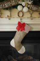 Christmas Stockings with Red Ticking Accents - Trio A