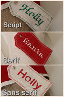 Light Ivory Burlap Personalized Embroidered Stocking Tag