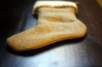 Classic Burlap Stocking - Burlap with Scallop White Holly Cuff