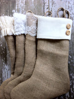 Set of Four Burlap Stockings