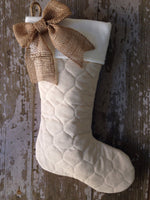 Quilted Stockings with Burlap Bow