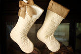 Quilted Stockings Set with Burlap Accents