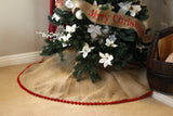 56" Inch Burlap Christmas Tree Skirt with Pom Pom Fringe