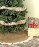 56" Inch Natural Burlap Tree Skirt with Hemmed Ruffle
