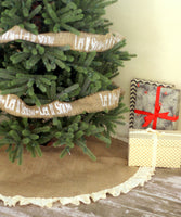 36" Inch Natural Burlap Tree Skirt with Hemmed Ruffle