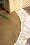 56" Inch Natural Burlap Tree Skirt with Hemmed Ruffle