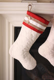 Quilted Stockings with Red Cuffs - Set of Four