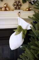 White Woven Cat Christmas Stocking with Optional Bow