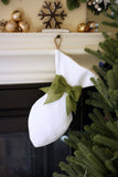 White Woven Cat Christmas Stocking with Optional Bow